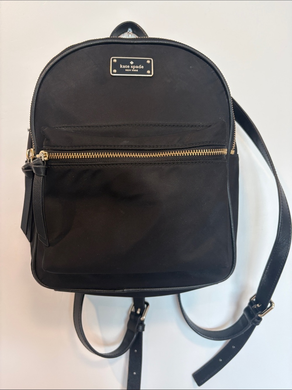 kate spade Black Nylon Backpack with Gold Hardware